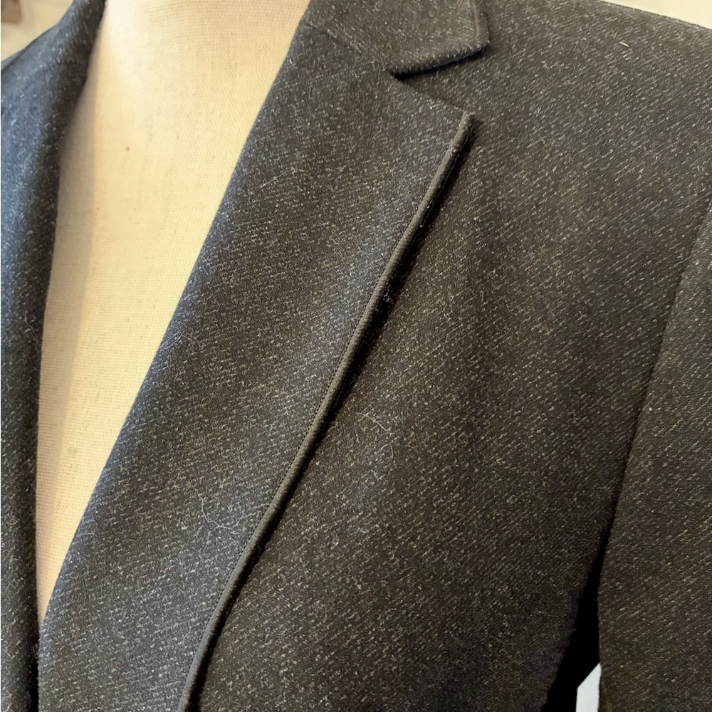 Ann Taylor Charcoal Gray Blazer with Satin Trim
